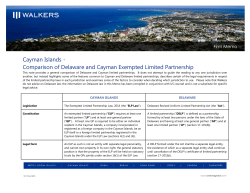 Cayman Islands - Comparison of Delaware and Cayman Exempted Limited Partnership