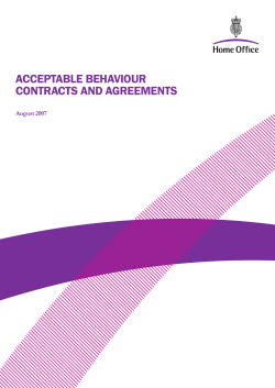ACCEPTABLE BEHAVIOUR CONTRACTS AND AGREEMENTS August 2007