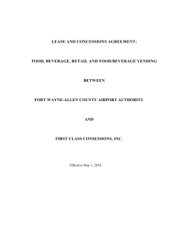LEASE AND CONCESSIONS AGREEMENT: FOOD, BEVERAGE, RETAIL AND FOOD/BEVERAGE VENDING BETWEEN