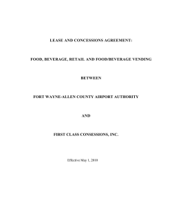 LEASE AND CONCESSIONS AGREEMENT: FOOD, BEVERAGE, RETAIL AND FOOD/BEVERAGE VENDING BETWEEN