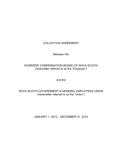 COLLECTIVE AGREEMENT Between the WORKERS' COMPENSATION BOARD OF NOVA SCOTIA