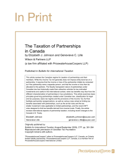 The Taxation of Partnerships in Canada