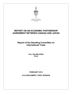 REPORT ON AN ECONOMIC PARTNERSHIP AGREEMENT BETWEEN CANADA AND JAPAN