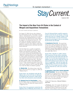 The Impact of the New Form 8-K Rules in the... Mergers and Acquisitions Transactions
