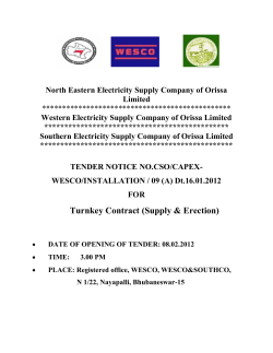 North Eastern Electricity Supply Company of Orissa Limited ***********************************************