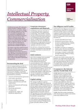 Intellectual Property Commercialisation Corporate structures, acquisitions and disposals