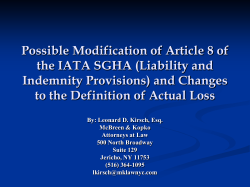Possible Modification of Article 8 of the IATA SGHA (Liability and