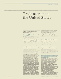 Trade secrets in the United States Trade secret protection