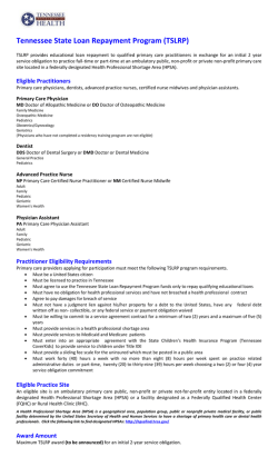 Tennessee State Loan Repayment Program (TSLRP)