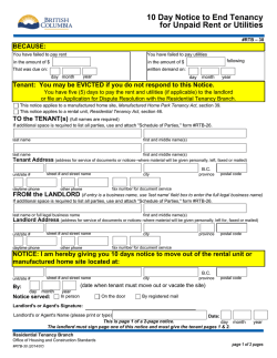 10 Day Notice to End Tenancy for Unpaid Rent or Utilities BECAUSE:
