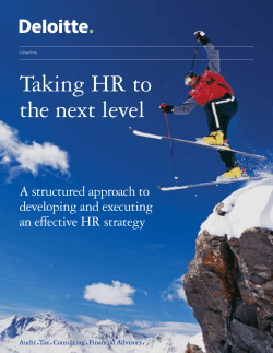 Taking HR to the next level A structured approach to developing and executing