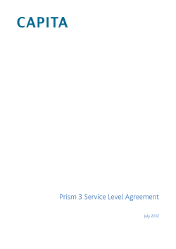 Prism 3 Service Level Agreement  July 2012