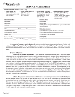 SERVICE AGREEMENT Caring People Service Provider