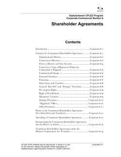 Shareholder Agreements  Contents Corporate Commercial Section 6