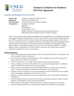 Assistant Coordinator for Residence Life Work Agreement  Graduate Assistantship (Live-in) 2013-2014