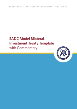 SADC Model Bilateral Investment Treaty Template with Commentary