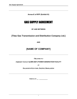 GAS SUPPLY AGREEMENT [NAME OF COMPANY] Annex-E of RFP (Exhibit IV)