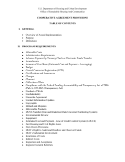 COOPERATIVE AGREEMENT PROVISIONS  TABLE OF CONTENTS I.  GENERAL