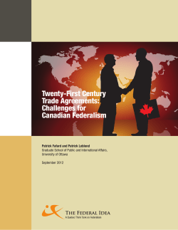 Twenty-First Century Trade Agreements: Challenges for Canadian Federalism