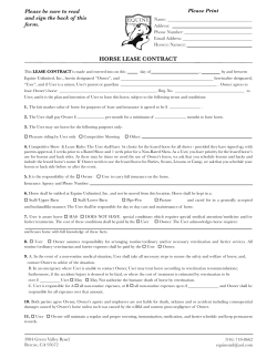 HORSE LEASE CONTRACT Please Print Please be sure to read