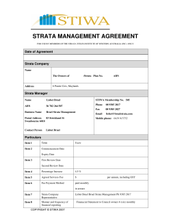 STRATA MANAGEMENT AGREEMENT Date of Agreement Strata Company