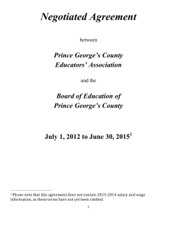 Negotiated Agreement  Prince George’s County Educators’ Association