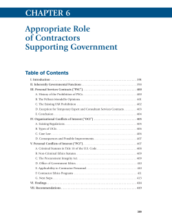 CHAPTER 6 Appropriate Role of Contractors Supporting Government