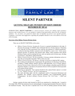 SILENT PARTNER GETTING MILITARY PENSION DIVISION ORDERS