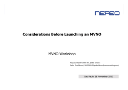 Considerations Before Launching an MVNO MVNO Workshop