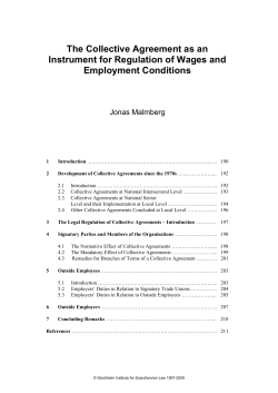 The Collective Agreement as an Instrument for Regulation of Wages and