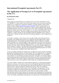 International Prenuptial Agreements Part IV: in the U.S.