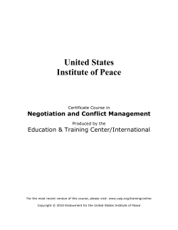 United States Institute of Peace Negotiation and Conflict Management Education &amp; Training Center/International