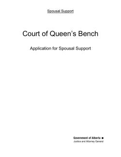 Court of Queen’s Bench Application for Spousal Support  Spousal Support
