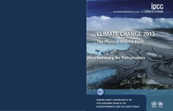 CLIMATE CHANGE 2013 The Physical Science Basis Summary for Policymakers climate change