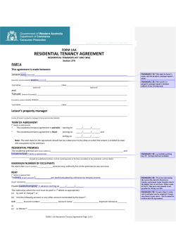 RESIDENTIAL TENANCY AGREEMENT FORM 1AA PART A