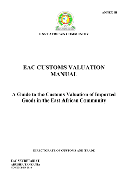 EAC CUSTOMS VALUATION MANUAL A Guide to the Customs Valuation of Imported