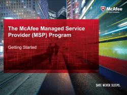 The McAfee Managed Service Provider (MSP) Program  Getting Started