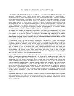 THE IMPACT OF LIFE ESTATES ON PROPERTY TAXES