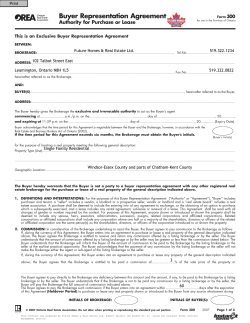 Buyer Representation Agreement Authority for Purchase or Lease 300