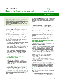 Fact Sheet 3: Signing the Tenancy Agreement  www.nsclegal.org.au