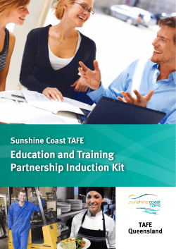 Education and Training Partnership Induction Kit Sunshine Coast TAFE