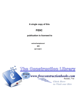 FIDIC A single copy of this publication is licensed to on