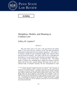 Articles Metaphors, Models, and Meaning in Contract Law