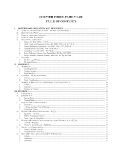 CHAPTER THREE: FAMILY LAW TABLE OF CONTENTS