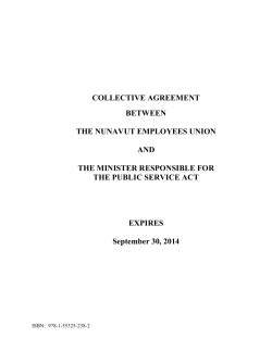 COLLECTIVE AGREEMENT BETWEEN  THE NUNAVUT EMPLOYEES UNION
