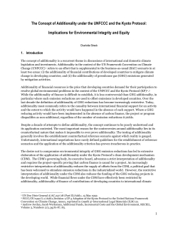The Concept of Additionality under the UNFCCC and the Kyoto... Implications for Environmental Integrity and Equity
