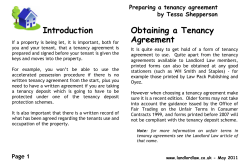 Introduction Obtaining a Tenancy Agreement Preparing a tenancy agreement