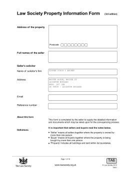 Law Society Property Information Form Address of the property Seller's solicitor