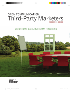Third-party Marketers open CommuniCation: exploring the Bank Advisor/TpM Relationship