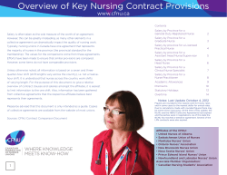Overview of Key Nursing Contract Provisions www.cfnu.ca